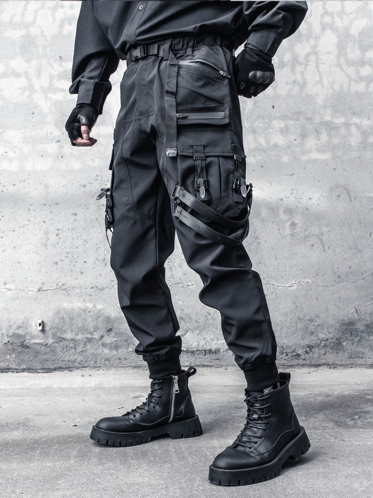 Tactical Ribbon Strap Cuffed Cargo Pants WN22504