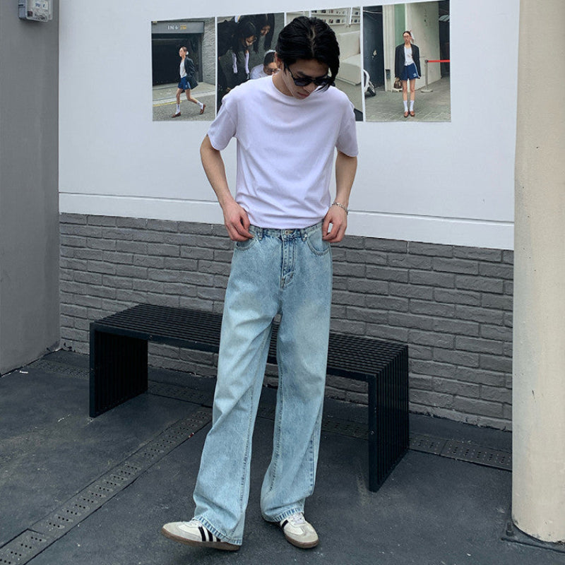 Washed Straight Denim Jeans WN24981