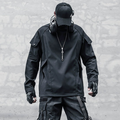 Fleece Lining Mix Patch Long Sleeve T-shirt WN22347