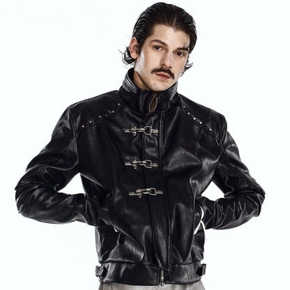 Metal Buckle Deconstructed Stand Neck Jacket WN27462