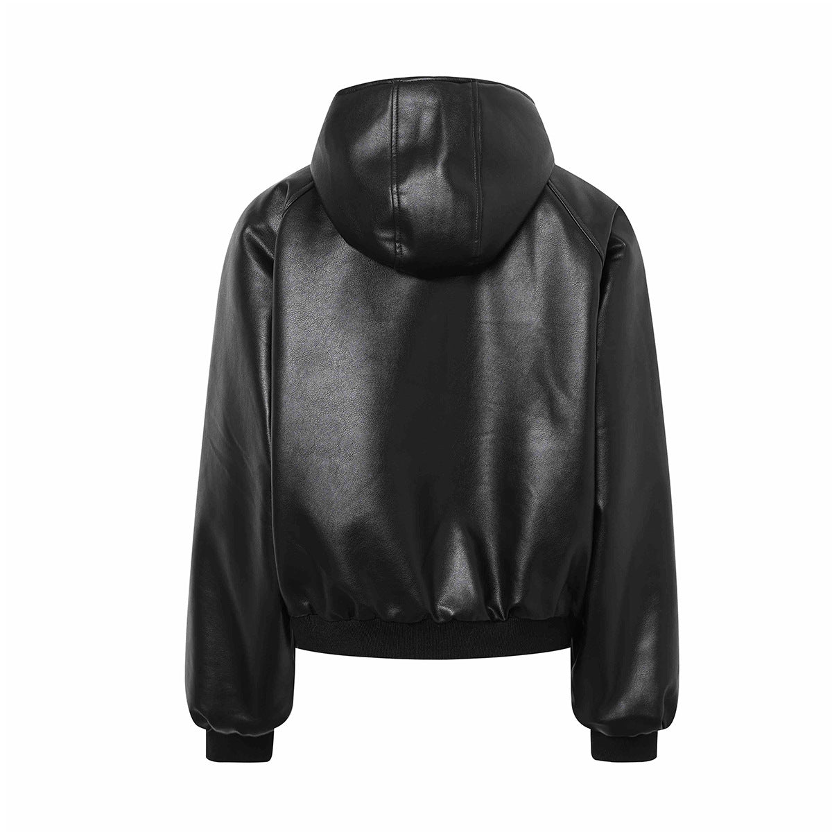 Hooded Zip-Up PU Leather Jacket WN23084