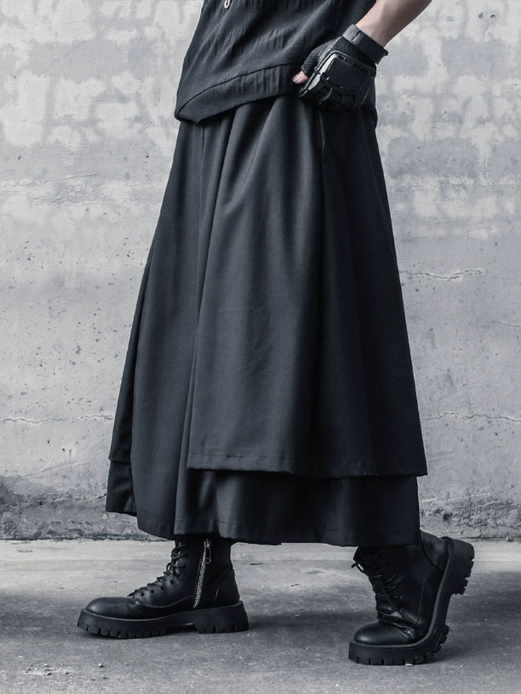 Fake Layered Wide Leg Pants WN22369