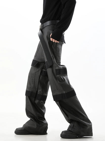 Wide-Leg Straight PU Leather Pants WN10364