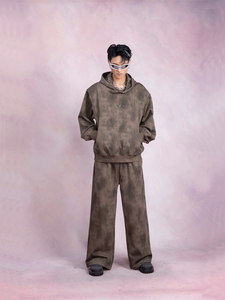 Tie-Dye Pullover Hoodie & Wide-Leg Straight Sweatpants Setup WN9247