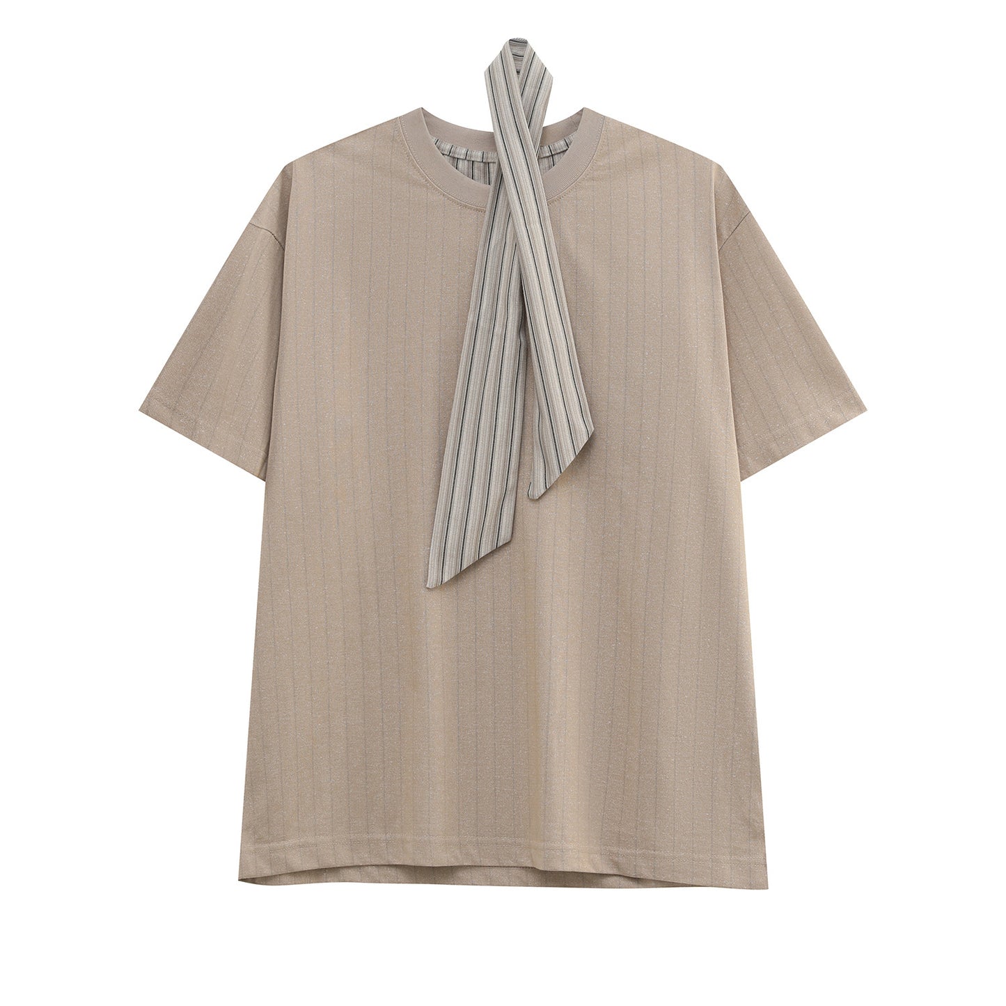 Stripe Scarf Short Sleeve T-Shirt WN24946