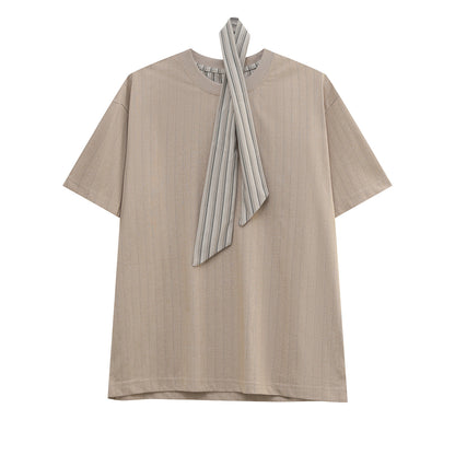 Stripe Scarf Short Sleeve T-Shirt WN24946