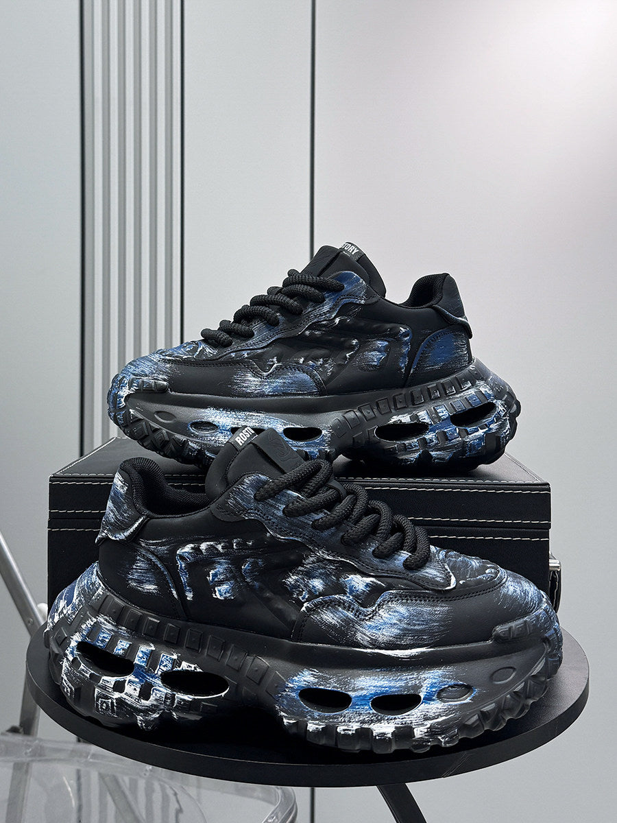 Paint Graffiti Print Chunky Sole Sneakers WN24607