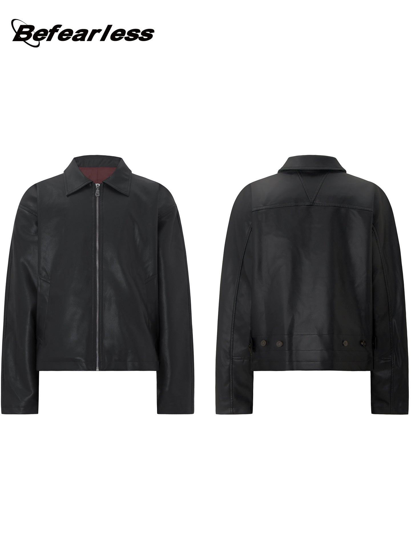 Turn-Down Collar PU Leather Jacket WN26269