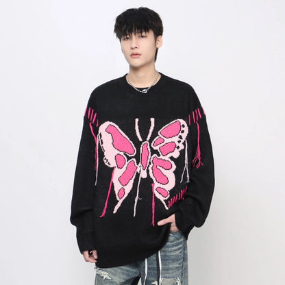 Contrast Oversize Jacquard Knit Sweater WN21056