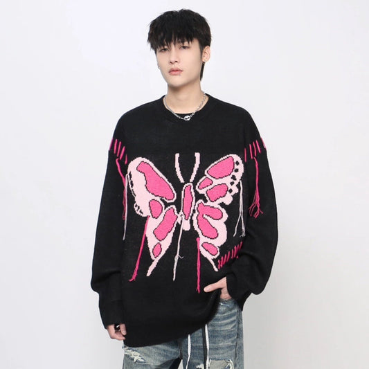 Contrast Oversize Jacquard Knit Sweater WN21056