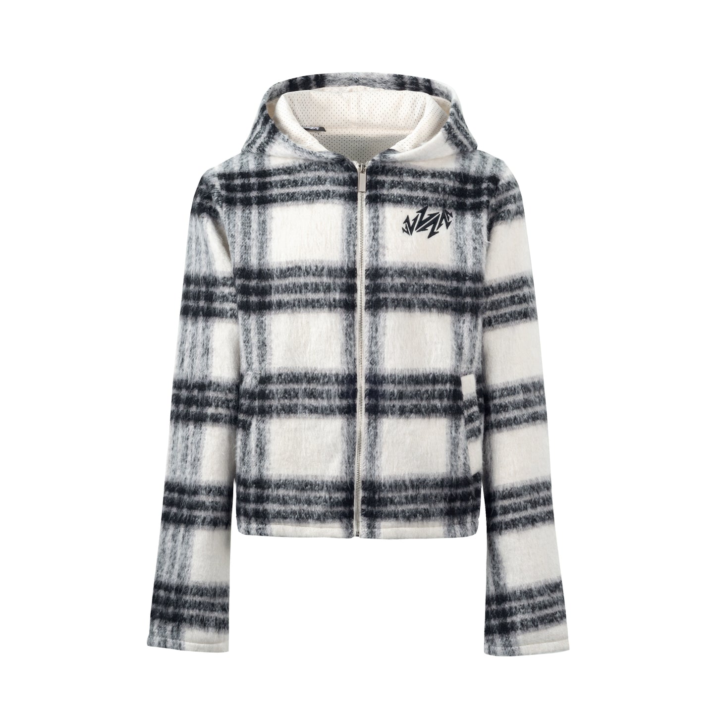 Mohair Jacquard Hooded Knit Jacket & Knit Pants Setup WN20981