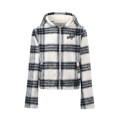 Mohair Jacquard Hooded Knit Jacket & Knit Pants Setup WN20981