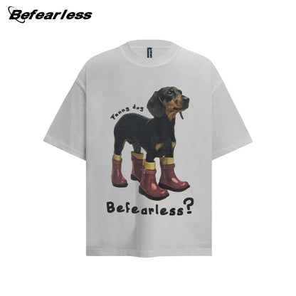 Dog Graphic Letter Short Sleeve T-Shirt WN26277