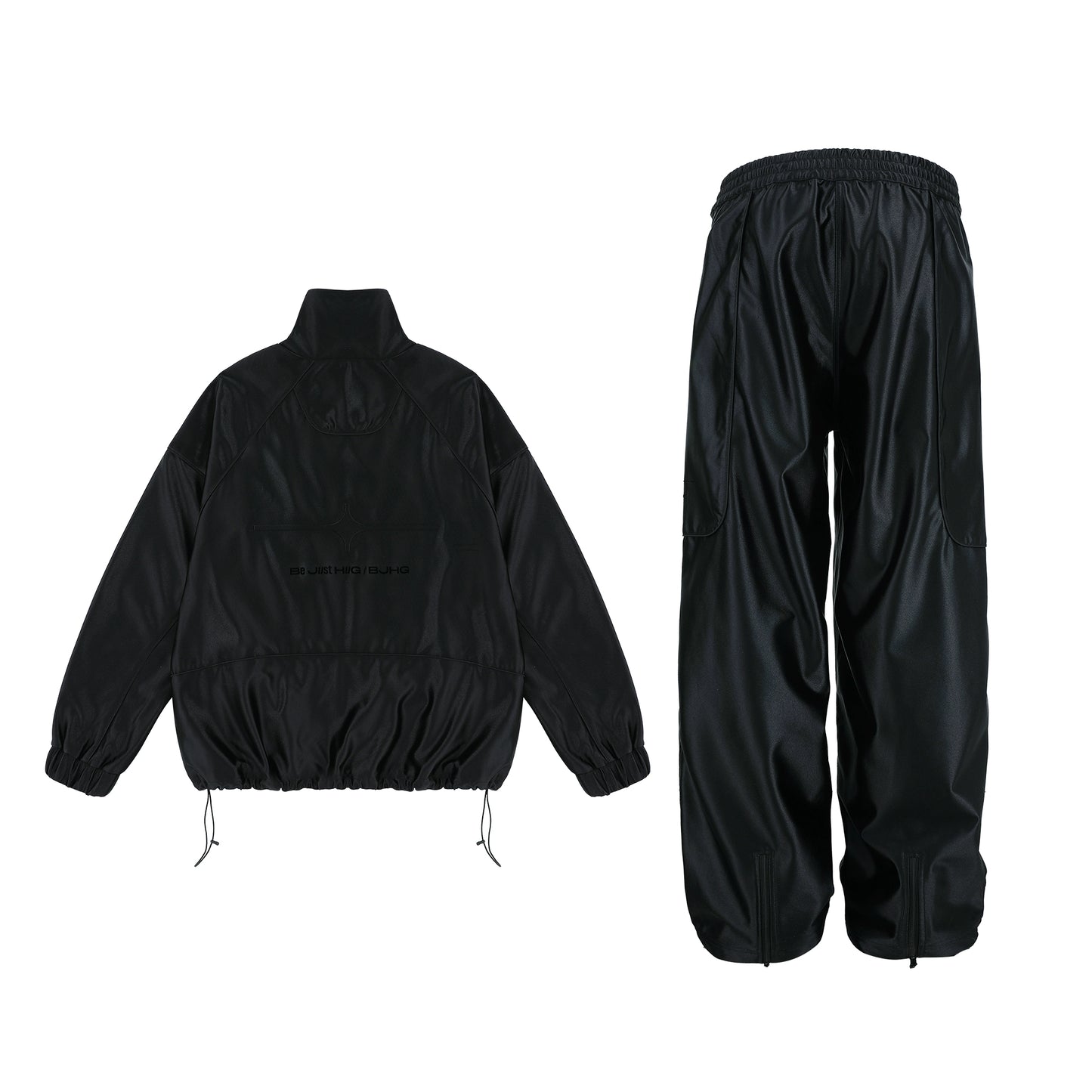 Stand Neck Sporty Jacket & Wide-leg Sporty Pants Setup WN9761