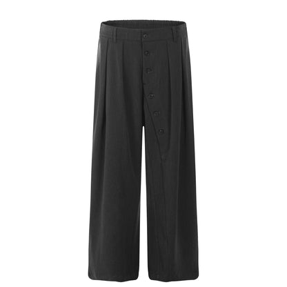 Asymmetrical Button Pleats Wide Leg Trousers WN25836