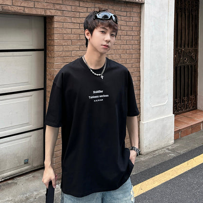 Small Neck Letter Print Oversize Short Sleeve T-Shirt WN25272