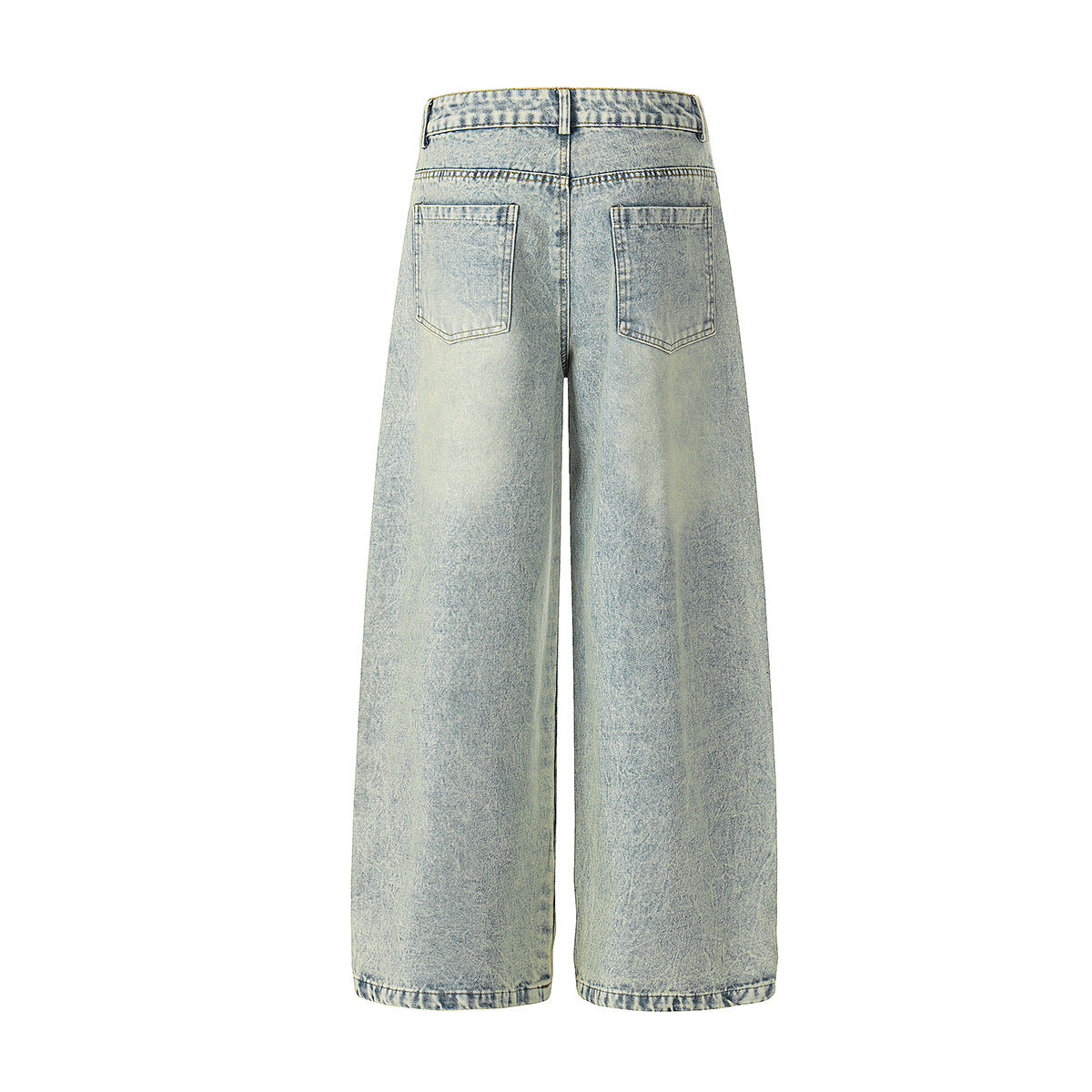 Washed Letter Print Wide Leg Denim Jeans WN25419