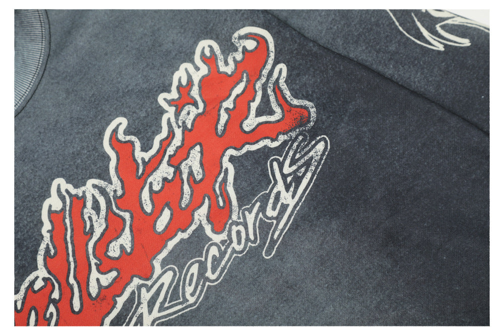 Washed Gradient Letter Print Long Sleeve T-Shirt WN26477