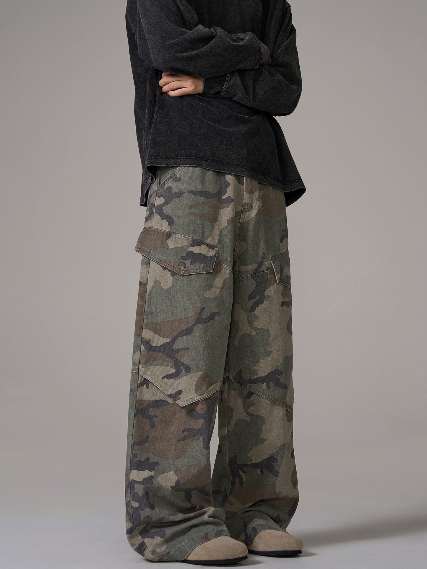 Camouflage Wide-Leg Pants WN10637