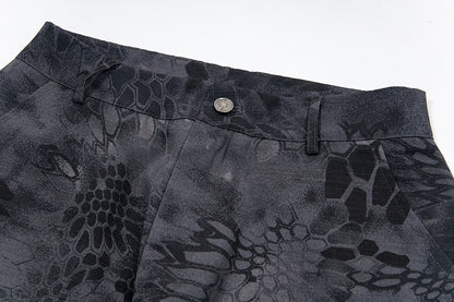 Snakeskin Pattern Wide-Leg Denim Jeans WN15034