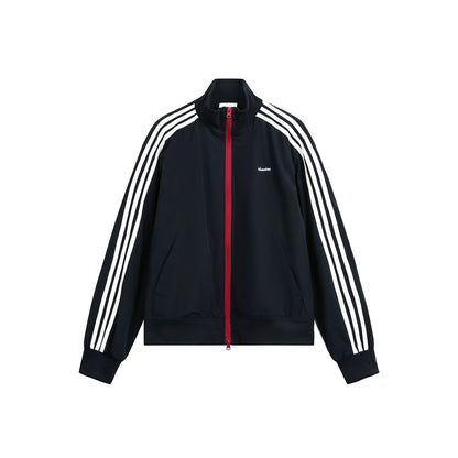 Stripe Contrast Short Zipper Jacket WN21430