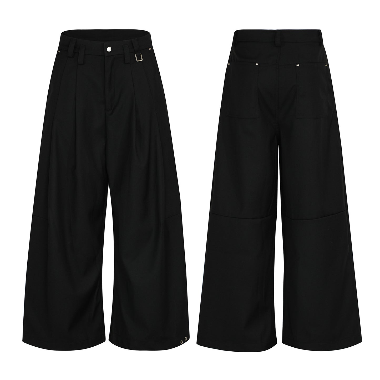 Metal Buckle Pleats Wide Leg Pants WN25953