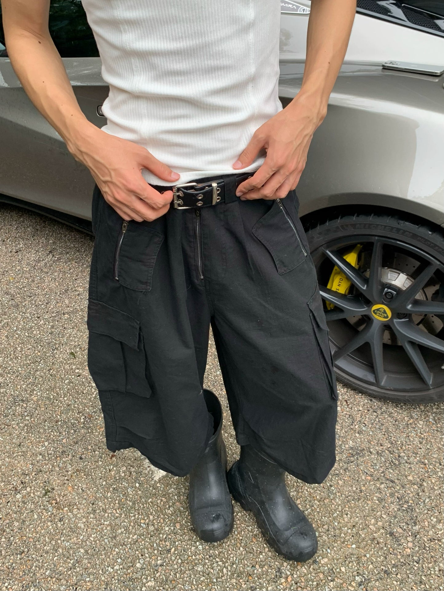 Multi-Pocket Drawstring Wide Leg Cargo Pants WN19900