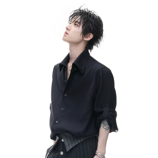 Textured Linen Breathable Oversize Long Sleeve Shirt WN27016