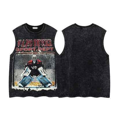 Goalie Letter Print Sleeveless T-Shirt WN26955