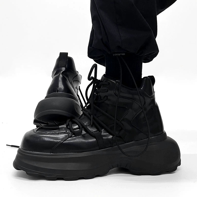 High-Top Chunky Sole Leather Shoes WN19152