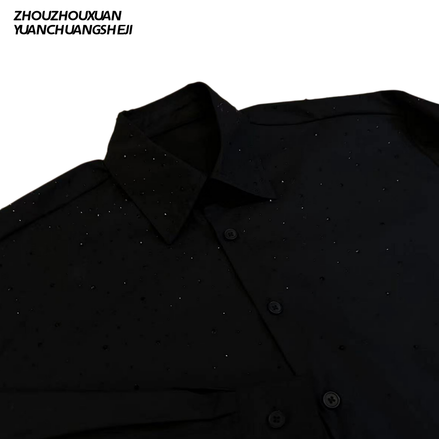 Rhinestone Star Detachable Shoulder-Pad Long Sleeve Shirt WN20717