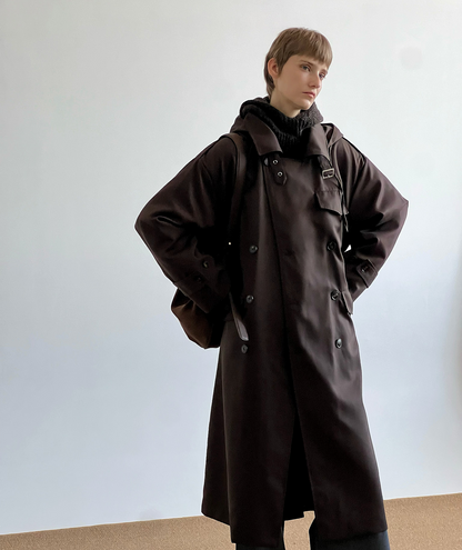 Double-Breasted Belted Hooded Trench Coat WN21681