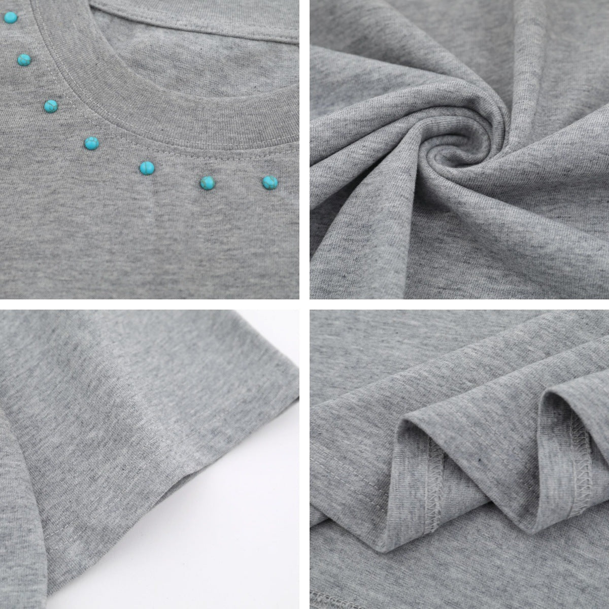 Spray Paint Beaded Oversize Short Sleeve T-Shirt WN16210