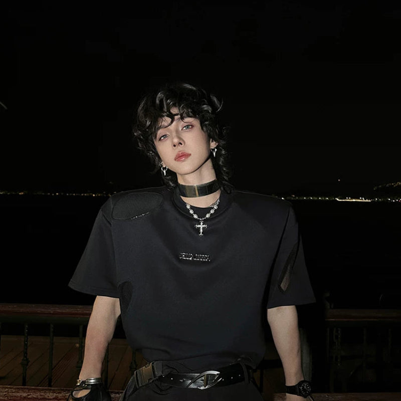 WN25091 Yang Yifan trendy brand necklace, versatile and personalized men's necklace, pendant, hip-hop street fashion, metal pearl cross WN25091