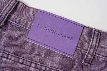 Washed Panel Wide Leg Letter Denim Jeans WN27951
