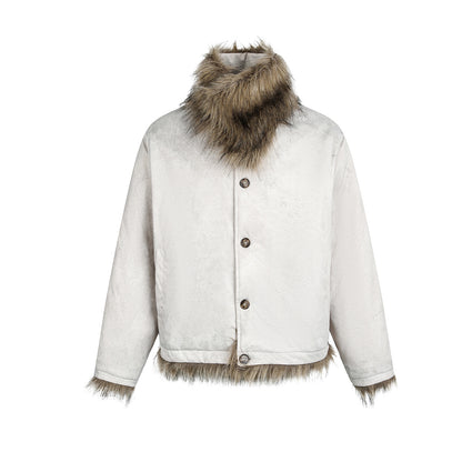 Front Button Fake Fur Collar Puffer Jacket WN21905