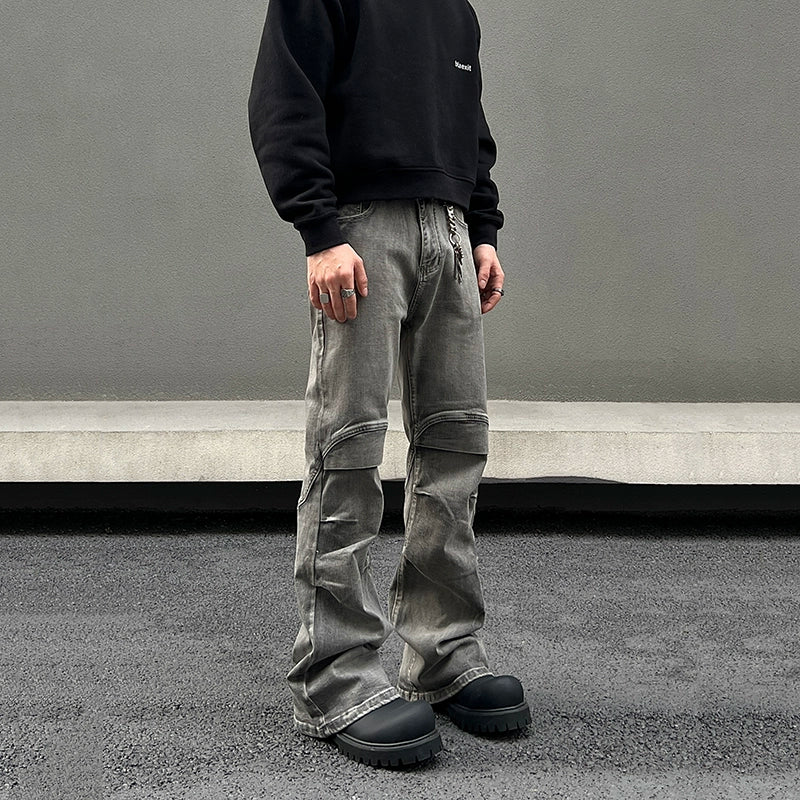 Deconstructed Patchwork Flare Denim Jeans WN19444