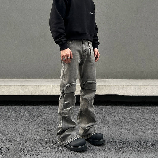 Deconstructed Patchwork Flare Denim Jeans WN19444