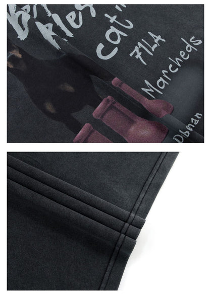 Dog Graphic Letter Print Short Sleeve T-Shirt WN26224