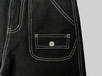Wing Graphic Multi-Pocket Wide Leg Denim Jeans WN28114