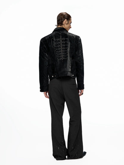 Crocodile Pattern Rivet PU Leather Jacket WN20518