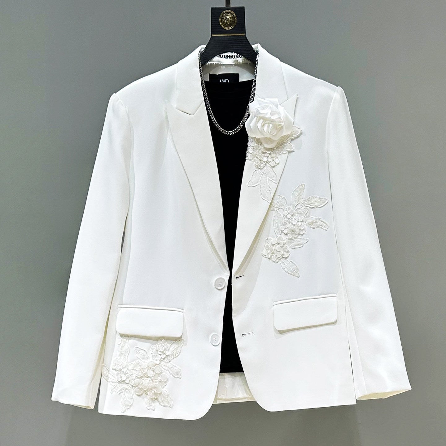 Embroidery Tailored Jacket & Flare Trousers Setup WN23943