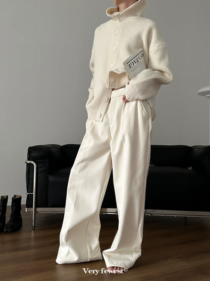 Thick Semi Elastic Waist Trousers WN8860