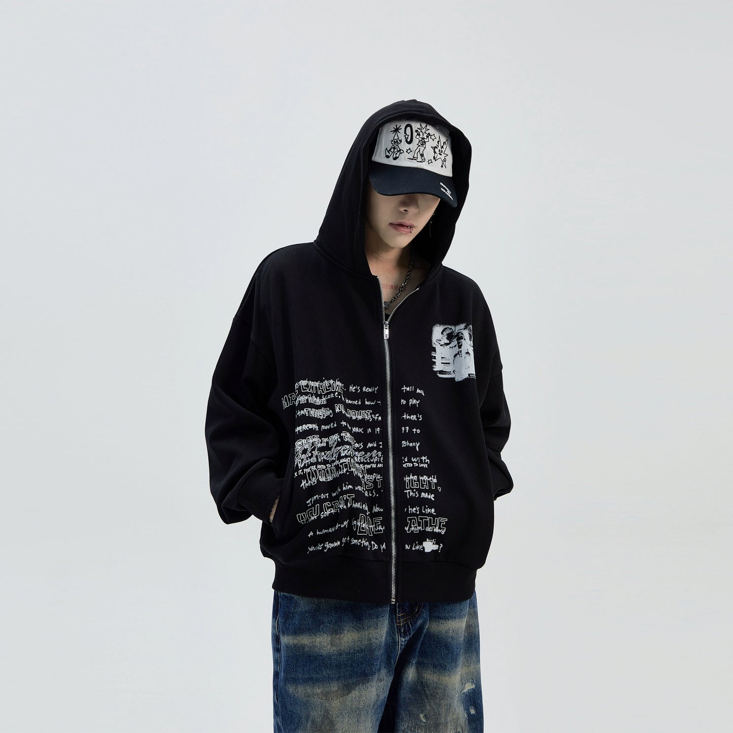 Hand Drawn Letters Zipper Hoodie WN8827