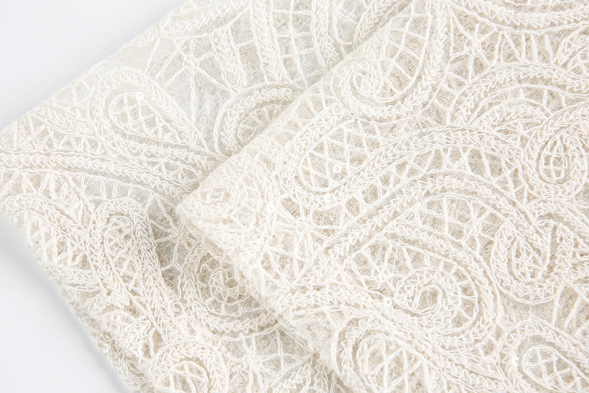 Graffiti Lace Cutout Short Sleeve Shirt WN16181