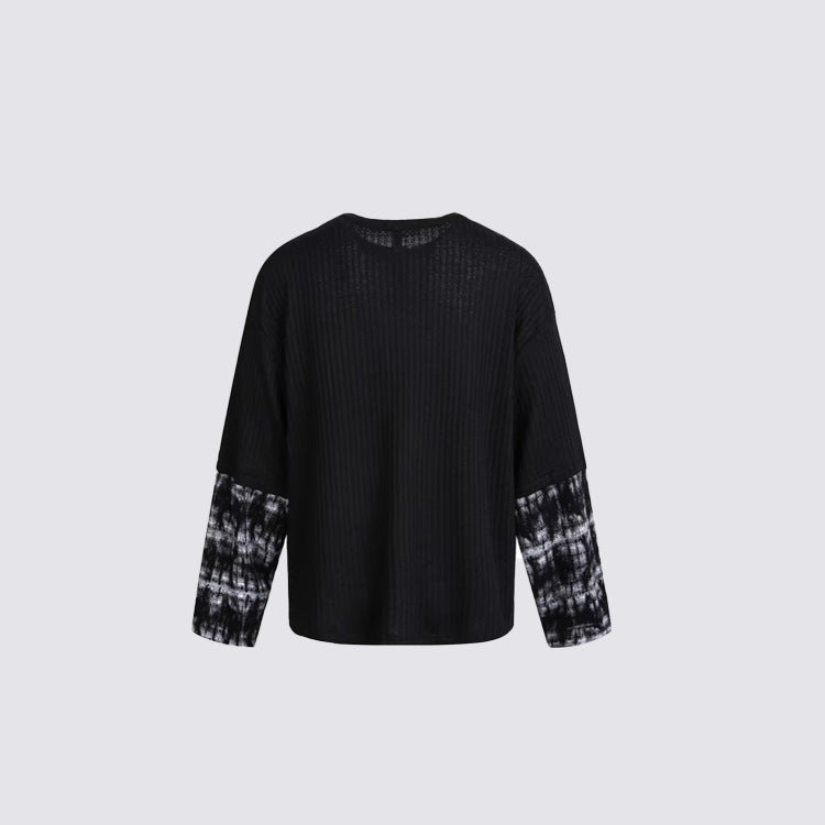 Ribbed Graphic Print Long Sleeve T-Shirt WN28073