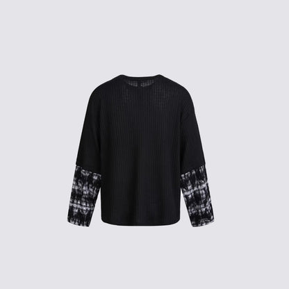 Ribbed Graphic Print Long Sleeve T-Shirt WN28073