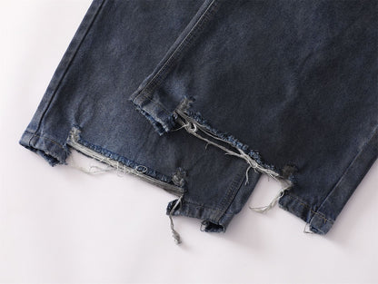 Dirty Dyed Whisker Wide Leg Denim Jeans WN26875