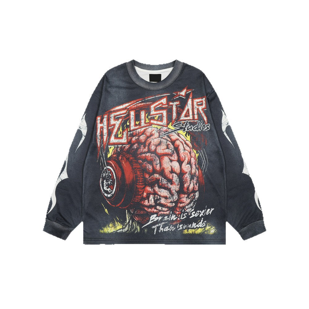 Oversize Illustration Print Long Sleeve T-Shirt WN26571
