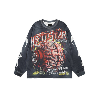 Oversize Illustration Print Long Sleeve T-Shirt WN26571